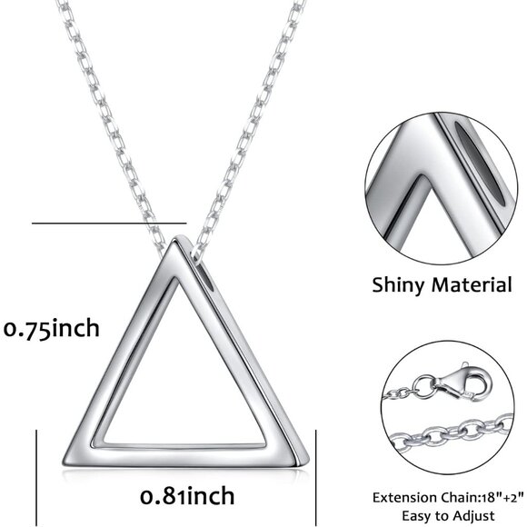 925 Sterling Silver Geometric Triangle Pendant Necklace for Women - Elegant and - Picture 6 of 8